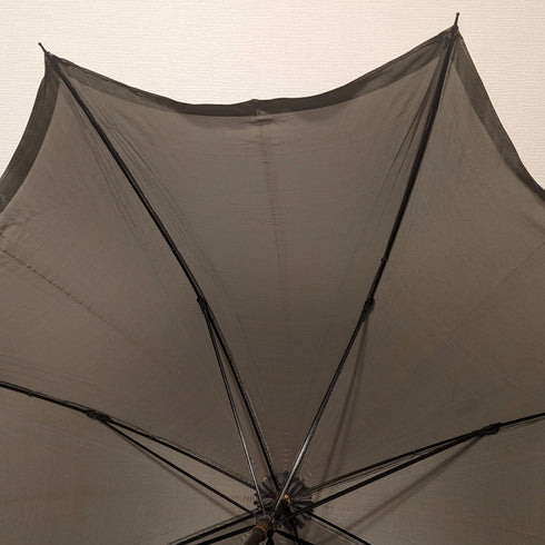 1919 British antique gentleman's umbrella, green, sterling silver, round handle, 87cm